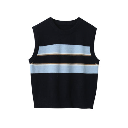 【LD11014】實拍學院感條紋圓領針織毛衣251110