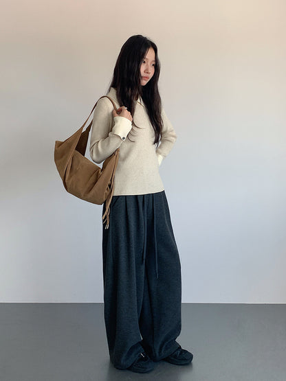 【LD11033】實拍冬季復古極簡寬鬆慵懶垂感彎刀褲251124