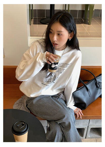【H5417】實拍早秋美式復古寬鬆休閒衞衣250909