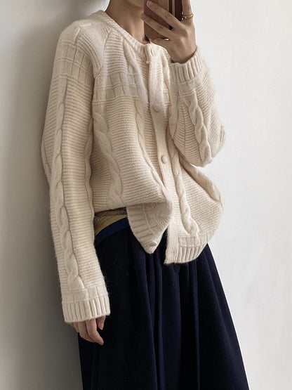 【YP2556】實拍微甜圓領包扣麻花針織外套251023