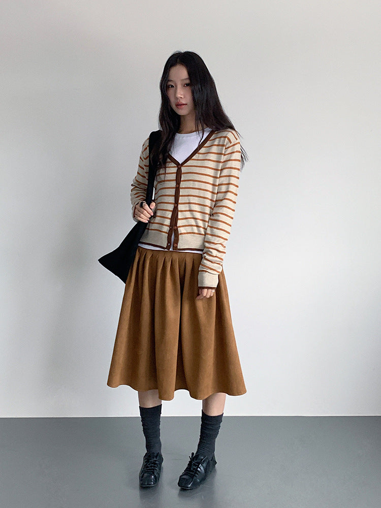 【LD11016】實拍冬季復古麂皮絨A字裙251110