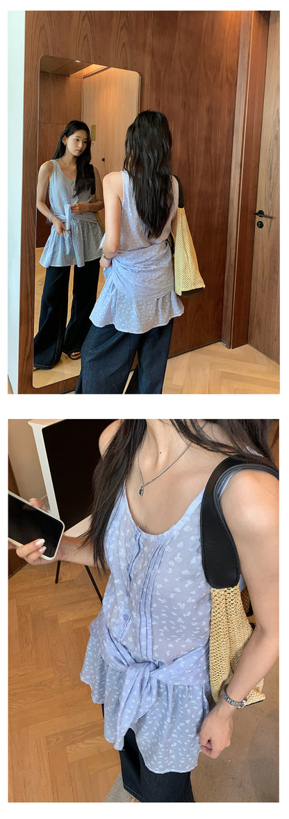 【H5198】實拍夏季優雅碎花繫帶舒適洋裝250422
