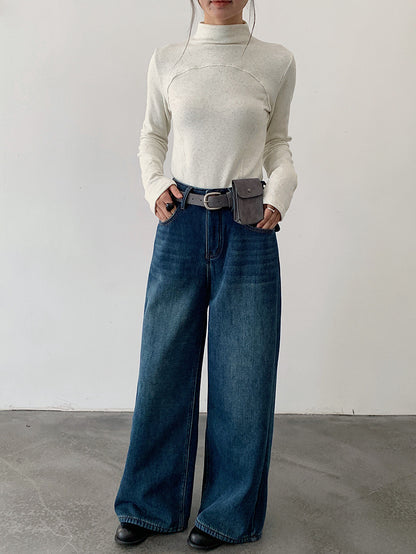 【LD11049】實拍S~XL美式加絨加厚高腰牛仔褲＋皮帶腰包251202