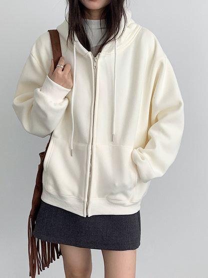 【LD11030】實拍冬季慵懶加絨加厚連帽衞衣外套251124