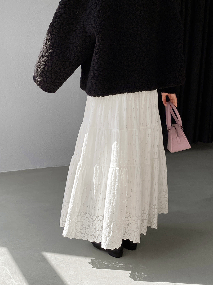 【cim6378】實拍冬日加厚蕾絲長裙251030