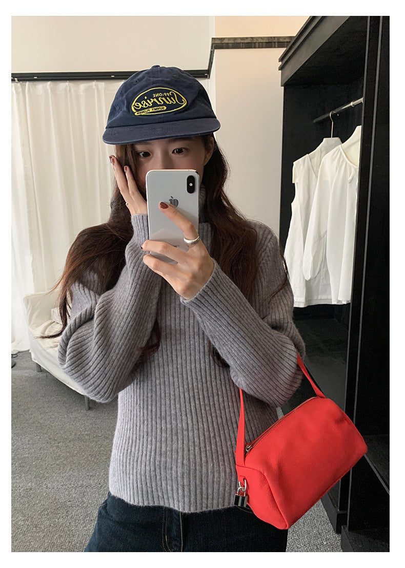 【H5484】實拍秋冬加厚慵懶高領針織毛衣251109