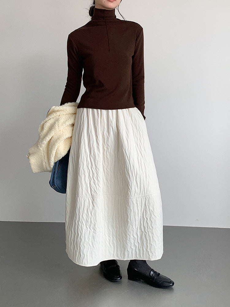 【LD11017】實拍日系加厚棉感保暖高腰花苞裙（左右有口袋）251110