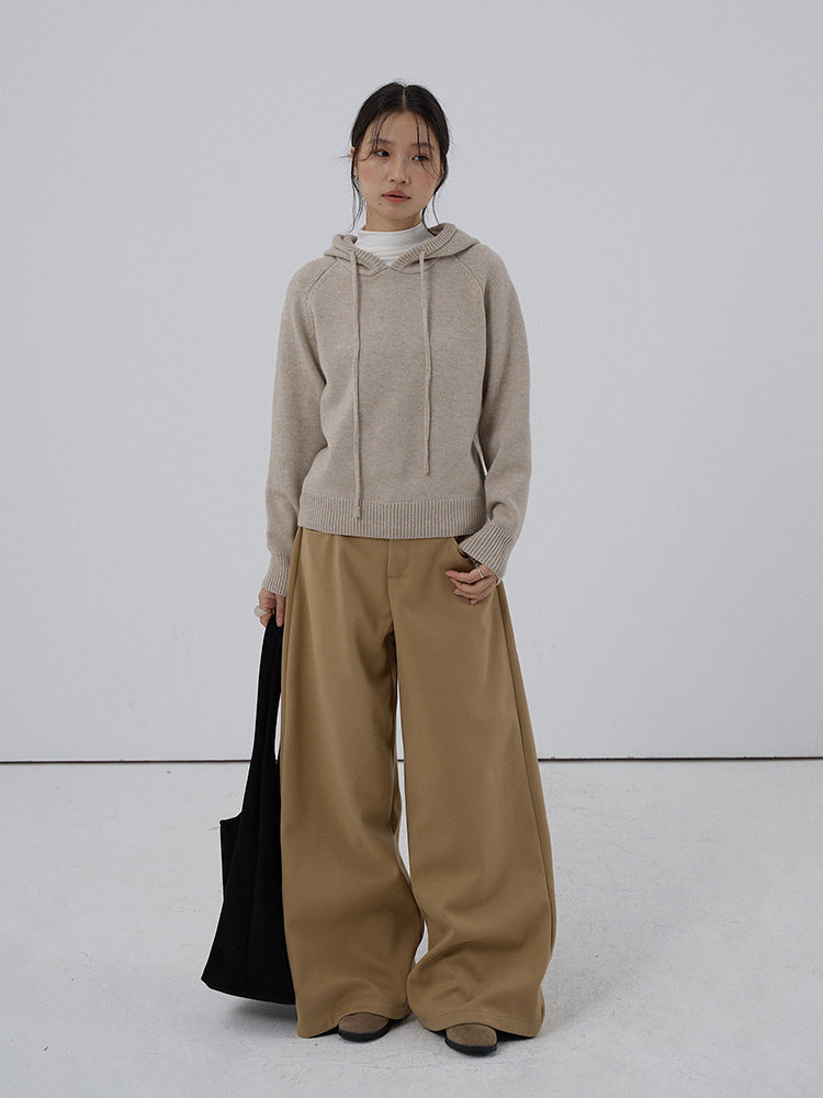 【LD3280】實拍慵懶小個子抽繩連帽針織毛衣251103