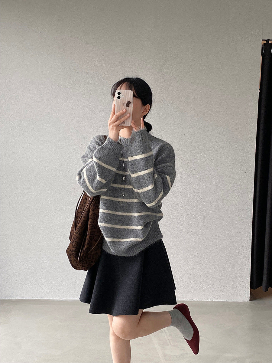 【cimz8925】實拍冬季復古圓領氣質針織毛衣251120