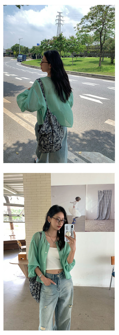 【H5275】實拍夏日簡約棒球款肌理紋防曬罩衫250520