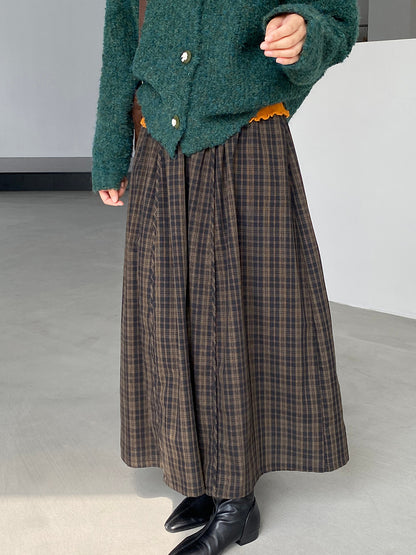 【cimz6381】實拍日系復古格紋內里加絨加厚A字裙251128