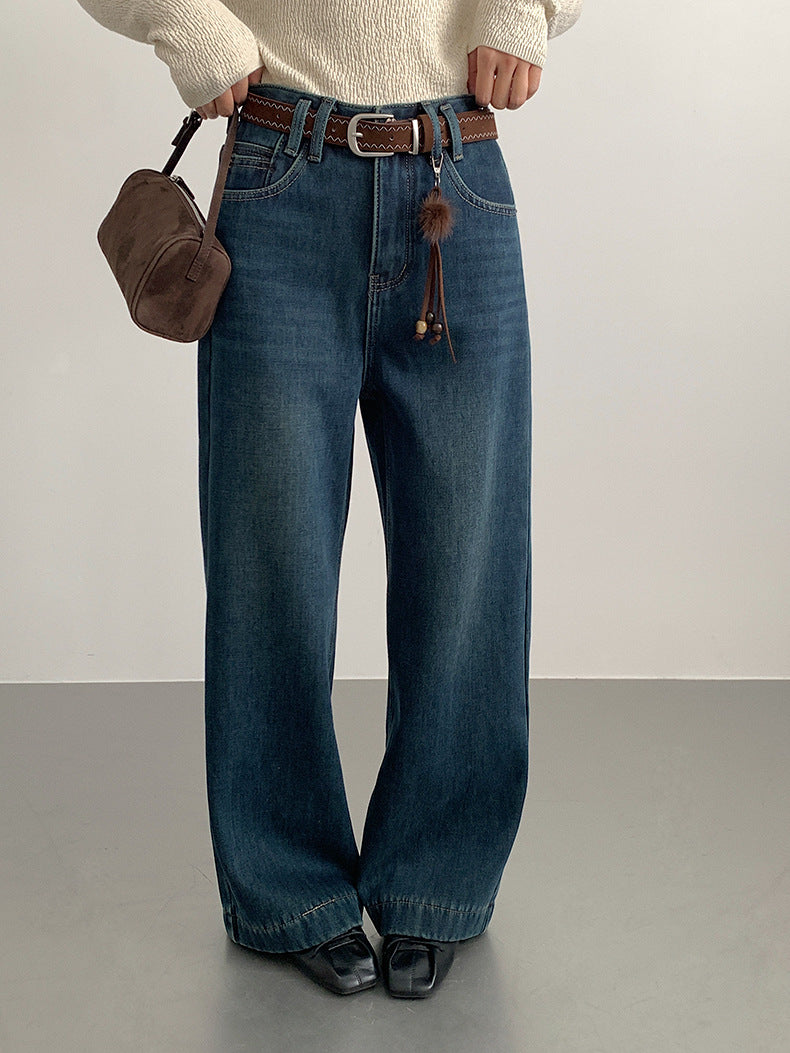 【LD11073】實拍S~XL保暖加絨加厚高腰直筒牛仔褲251209