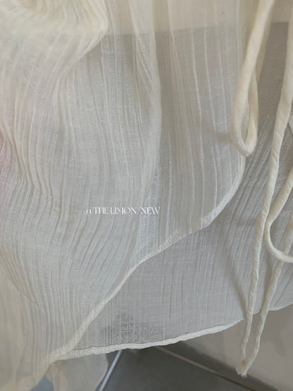 【L10331】實拍檸檬法式浪漫溫柔🌸氣質泡泡袖襯衫+蕾絲拼接細肩帶背心套裝260408