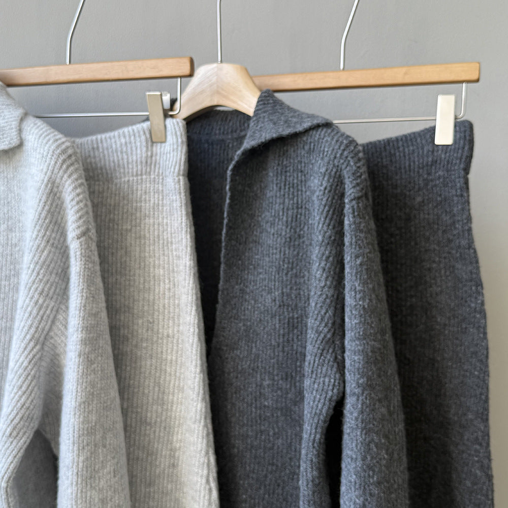 【YP680】 實拍深V慵懶毛衣＋針織長裙(含羊6%) 套裝251023