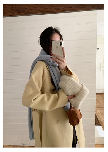 【H5479】實拍秋冬英倫翻領束腰雙面呢羊絨長外套251109