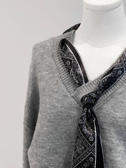 【cim823】實拍韓系軟糯短版針織毛衣+絲巾+針織長裙251030