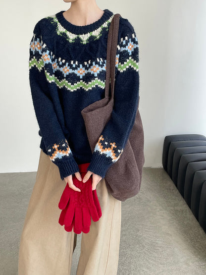 【cimMB850】實拍冬季必備复古費爾島提花針織毛衣251114