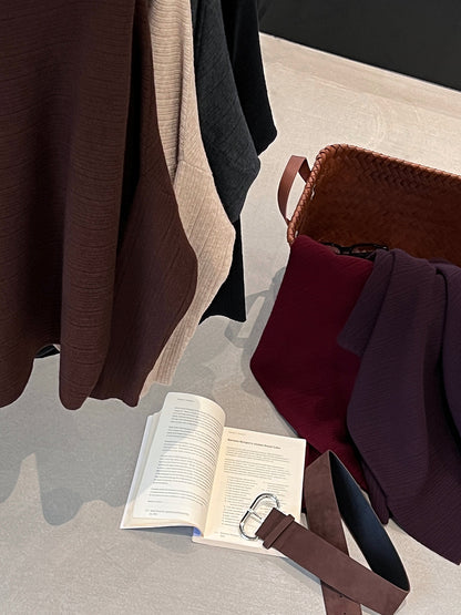 【cim9033】實拍韓系高級感長袖斜肩針織衫＋腰帶251030