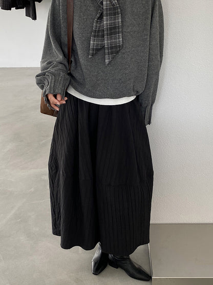 【cim1708】實拍秋冬法式寂靜高腰加厚微花苞A字裙251030