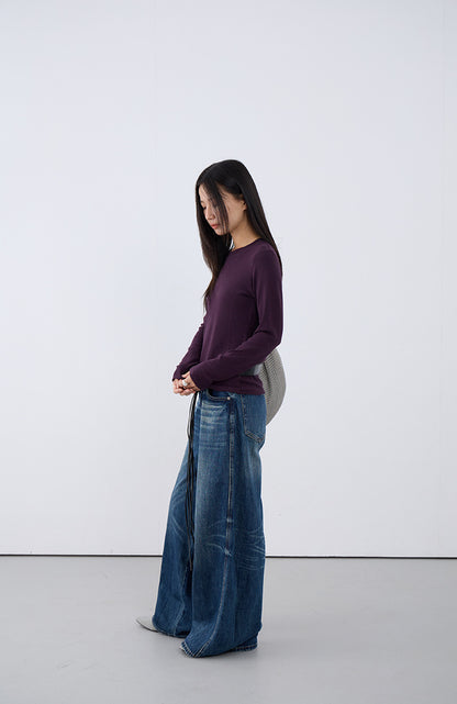 【LD3169】實拍S~XL美式牛仔水洗貓須高腰牛仔褲250908