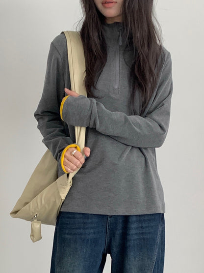 【LD11028】實拍德絨舒適極簡半拉鍊連帽衞衣251124