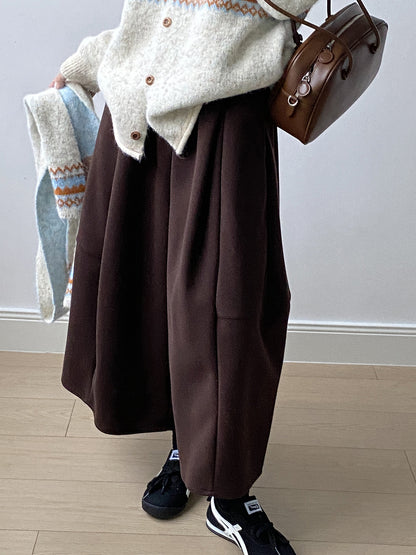 【Y82678】 實拍鬆緊腰抽繩顯瘦闊腿九分褲裙251023