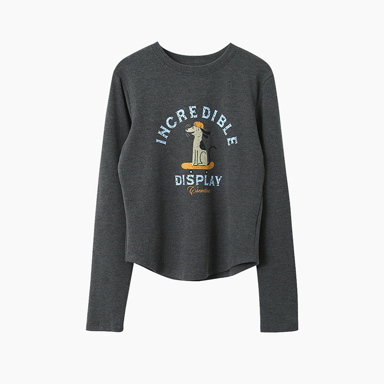 【LD3291】實拍韓國德絨小狗印花長袖T恤251103