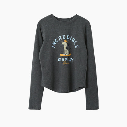 【LD3291】實拍韓國德絨小狗印花長袖T恤251103