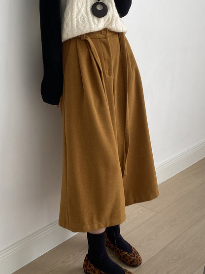 【Y82677】 實拍復古系帶加厚七分闊腿褲251023