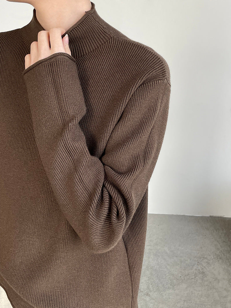 【cimYL713】實拍加厚捲邊半高領保暖針織衫251201