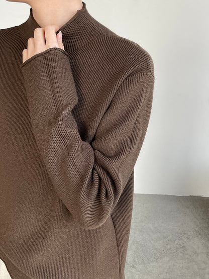 【cimYL713】實拍加厚捲邊半高領保暖針織衫251201