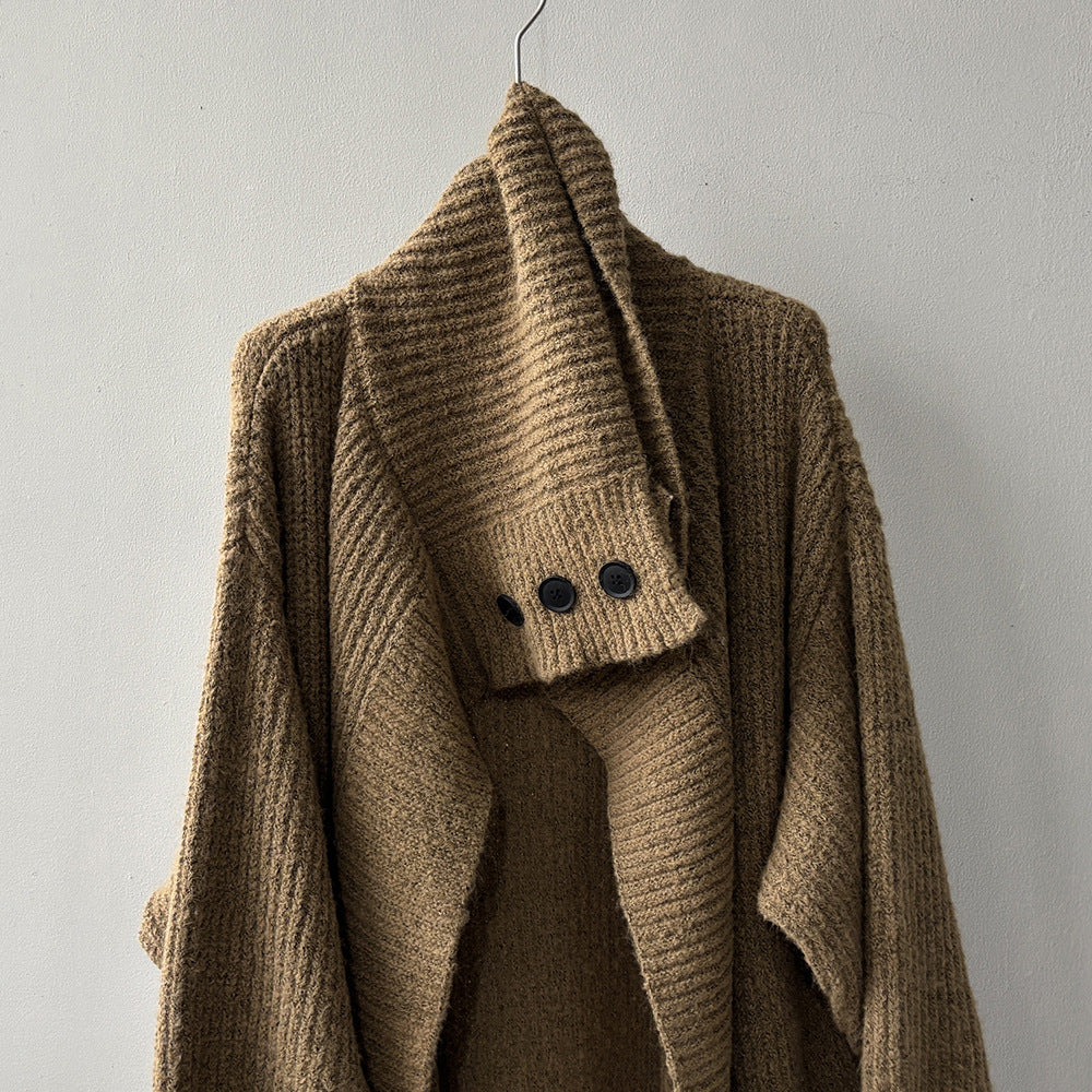 【Y913】實拍大翻領長針織大外套251106