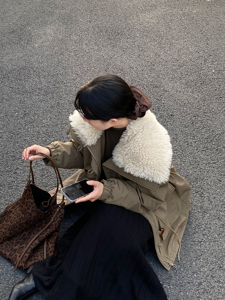 【cimz1727】實拍行走的火爐重工牛角扣大翻領工裝羽絨外套大衣(白鴨絨50)251120