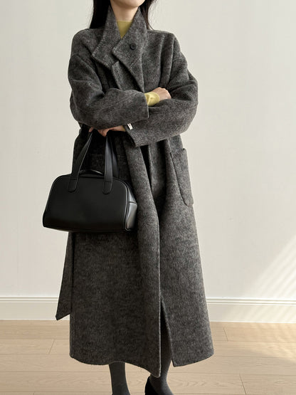 【Y25527】實拍高單質感雙面羊毛呢立領大衣（棉羊毛68%)251106