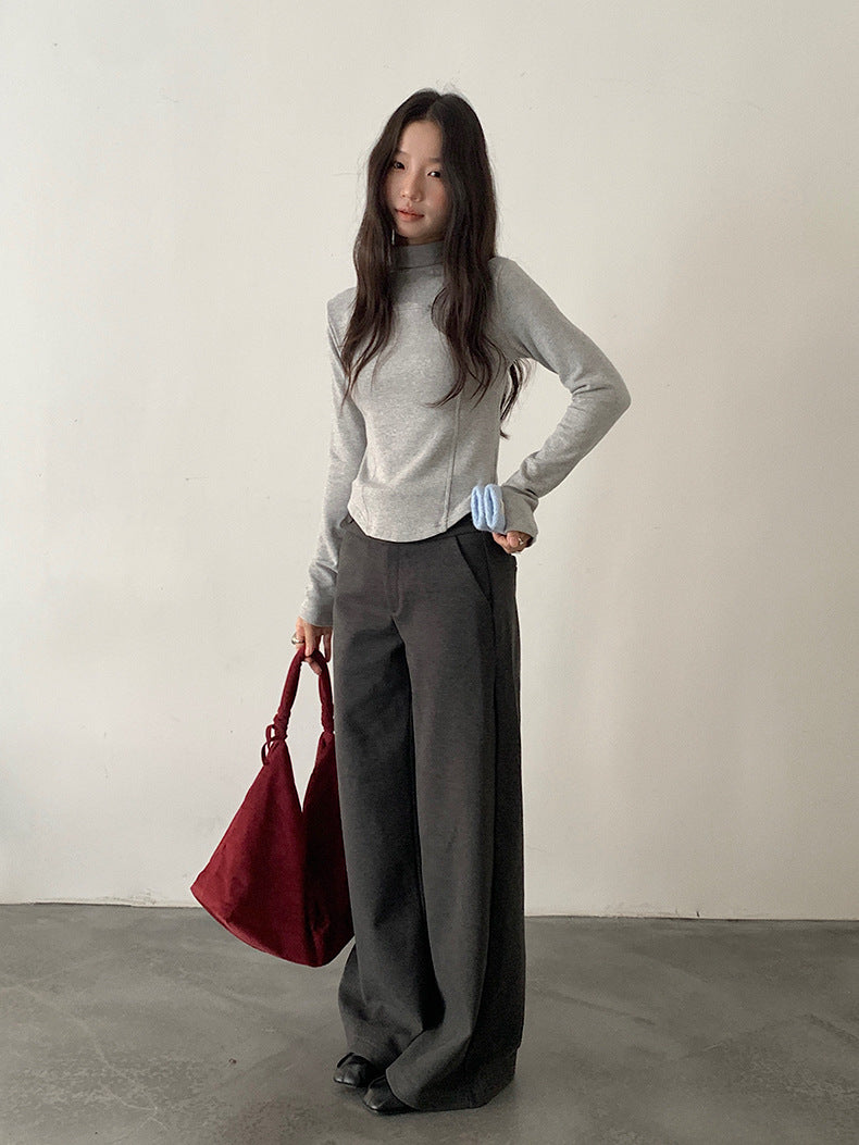 【LD11041】實拍羊绒簡約高領長袖T恤251202