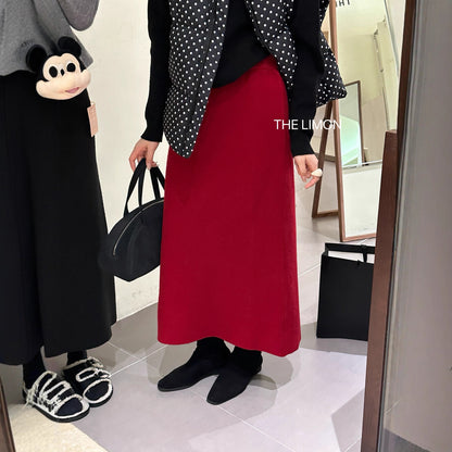 【L8362】實拍檸檬秋冬顯瘦厚磅高腰直筒針織裙251208