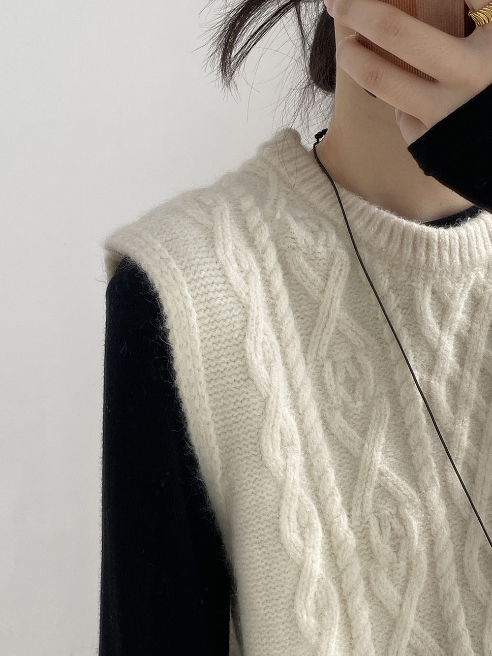 【YP2617】 實拍圓領麻花軟糯針織背心251023