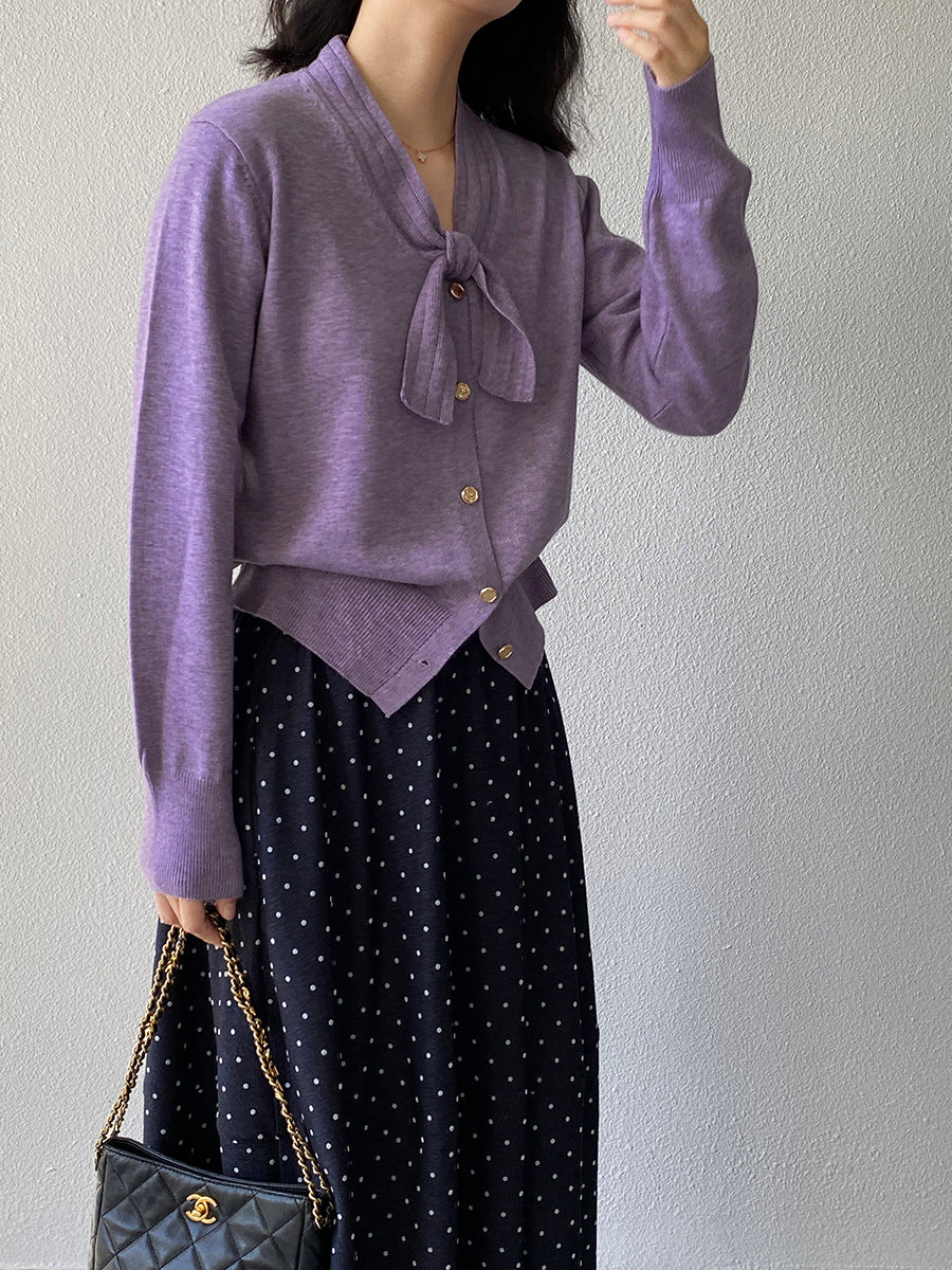 【cimJ8902】實拍氣質小香蝴蝶结針織開衫251114