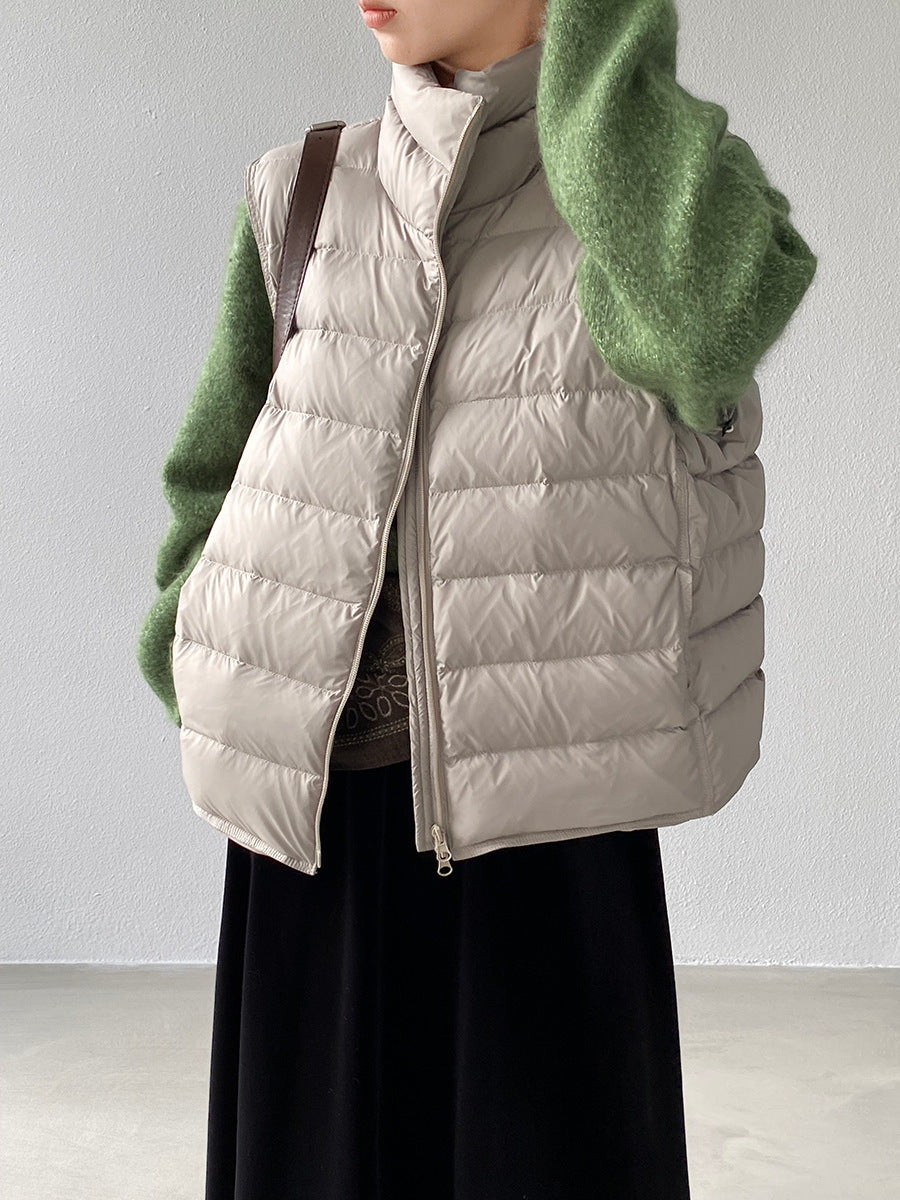 【cimz6377】實拍立領排骨雙頭拉鏈羽絨背心(90白鴨絨)251120