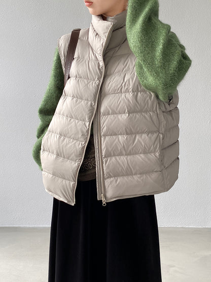【cimz6377】實拍立領排骨雙頭拉鏈羽絨背心(90白鴨絨)251120