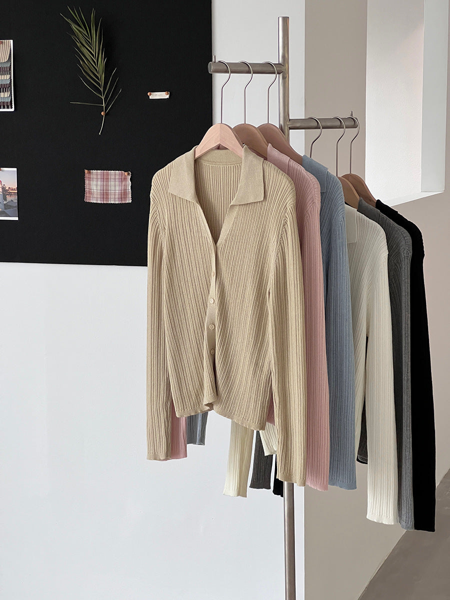 【cim6901】實拍慵懶紙片人polo領針織衫251030