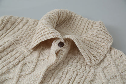 【LD3297】實拍復古立體厚實絞花大翻領毛衣外套251103