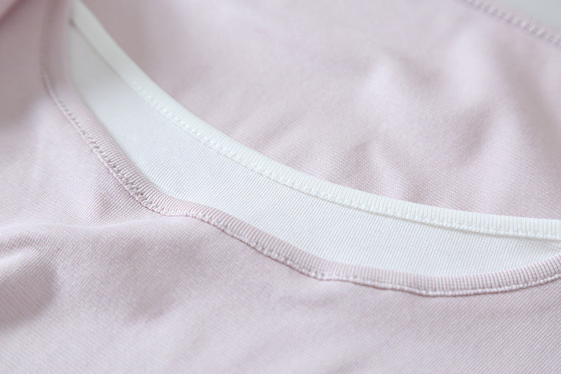 【LD11174】實拍設計感韓系絕美粉色帶披肩/綁帶假兩件短袖T恤260317