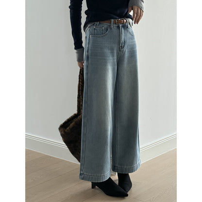 【Y981316】實拍S~XL冬季高腰加絨直筒牛仔褲含腰帶251106