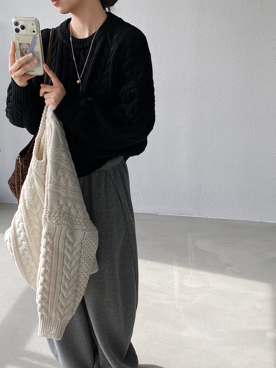 【cimz1398】實拍復古加厚保暖棒針麻花針織毛衣（棉羊毛17)251120