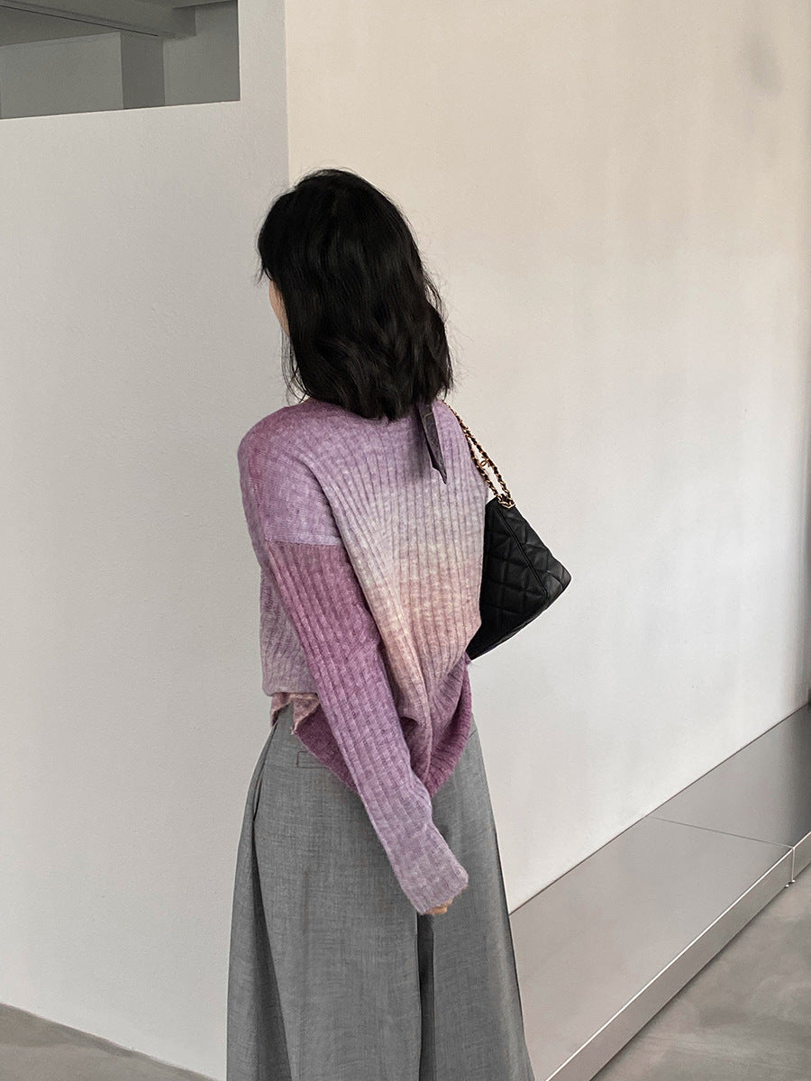 【cim0679】實拍韓國彩虹漸變長袖針織衫（羊毛11%)251114