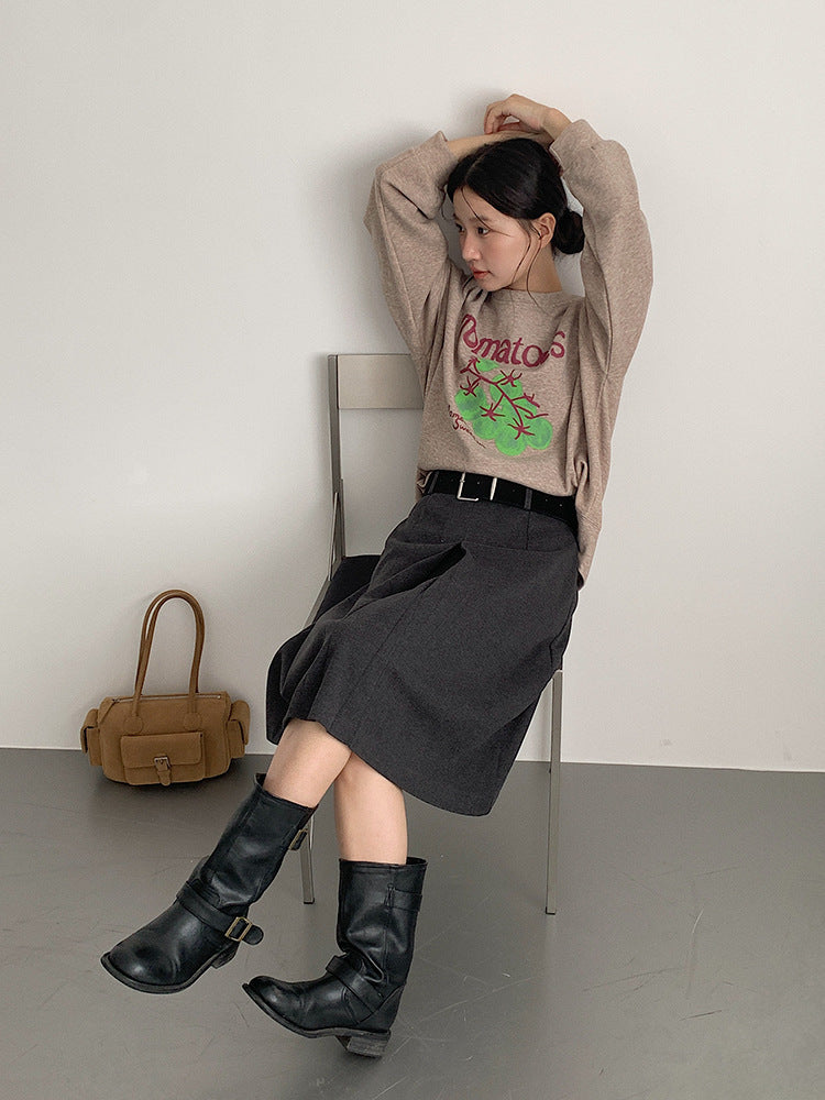 【LD3300】實拍S~XL韓版高腰顯瘦毛呢A字裙＋腰帶251103