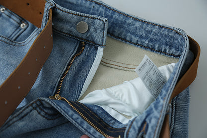 【LD11010】實拍S~XL復古加絨加厚高腰直筒牛仔褲251110