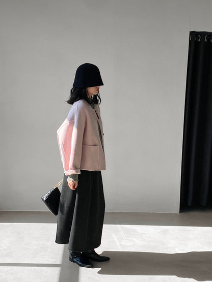 【cimz8538】實拍超美香芋色廓形厚款雙面羊毛外套大衣（羊毛100)251120