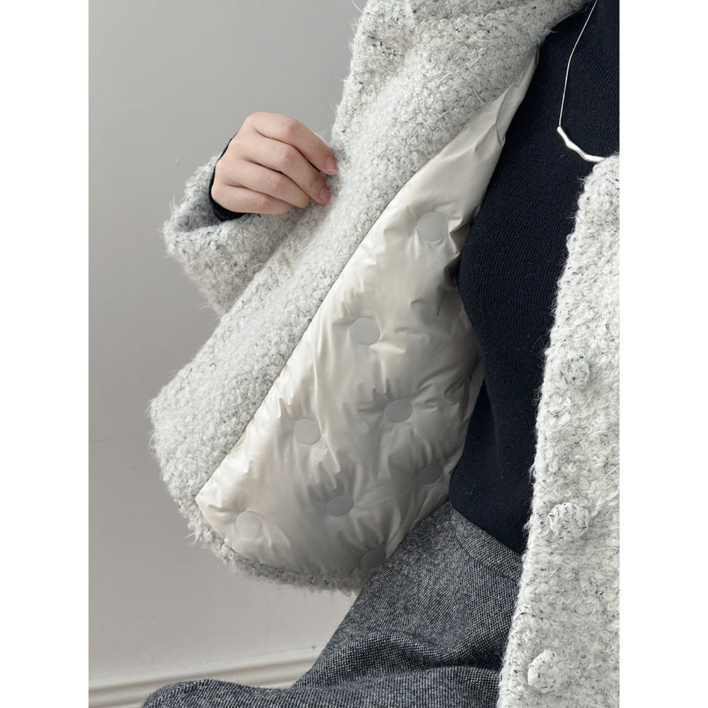 【Y8722】實拍高質感白鴨絨羊毛小香羊羔毛外套（白鴨絨90%)251106